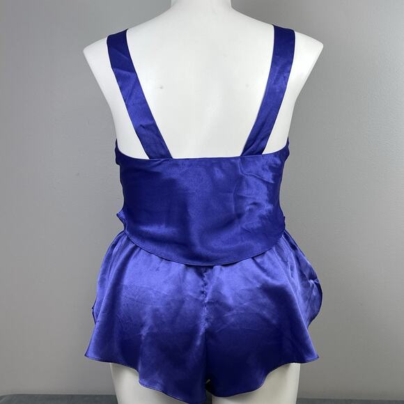 Vintage Delicates Purple Satin Lingerie Set M Medium 2 Piece Crop Cami Tap Short - Picture 7 of 11